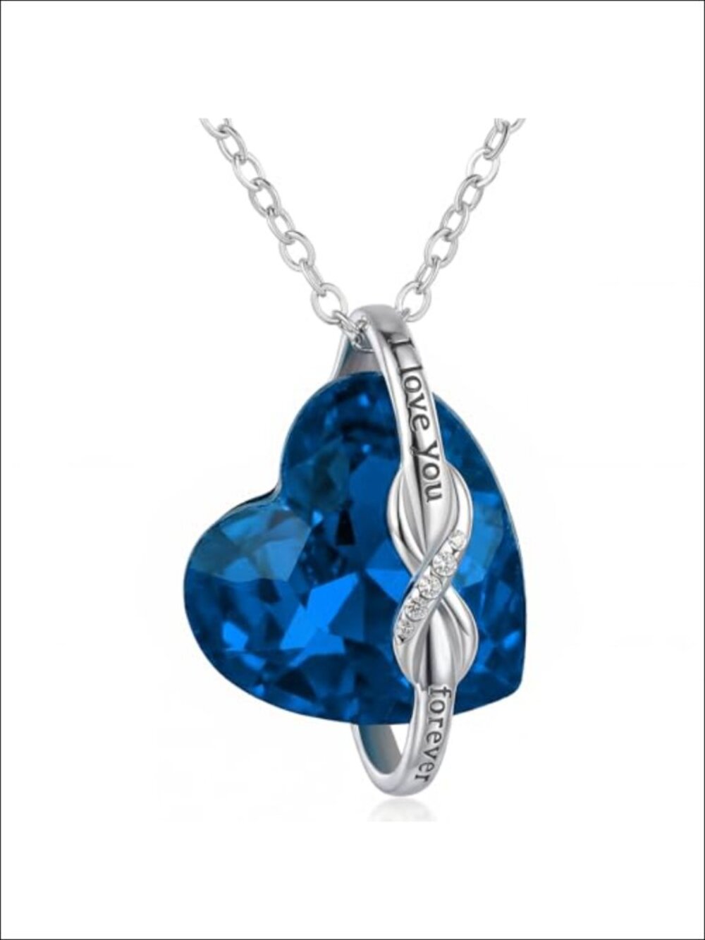 S925 Sterling Silver Infinity Heart Pendant Necklace Engraved I Love You